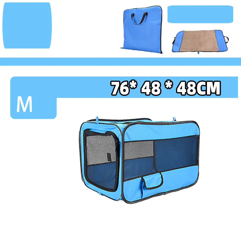 Portable Folding Pet Travel Carrier with Safety Zippers