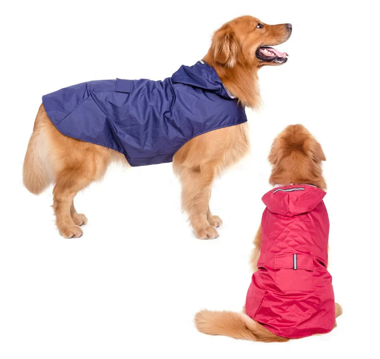Reflective Waterproof Hooded Raincoat for Big Dogs