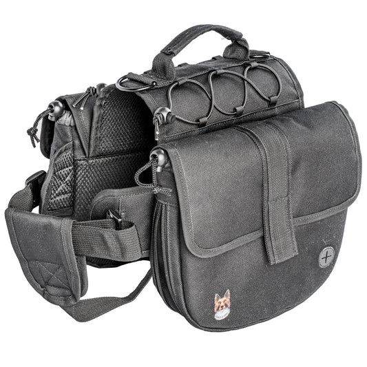 Dogs N Disc Dog Backpack for Medium & Large Dogs Nylon Backpack for Dogs - Pet Backpack with Side Pockets for Hiking Walking Disc Golf Training Running Black