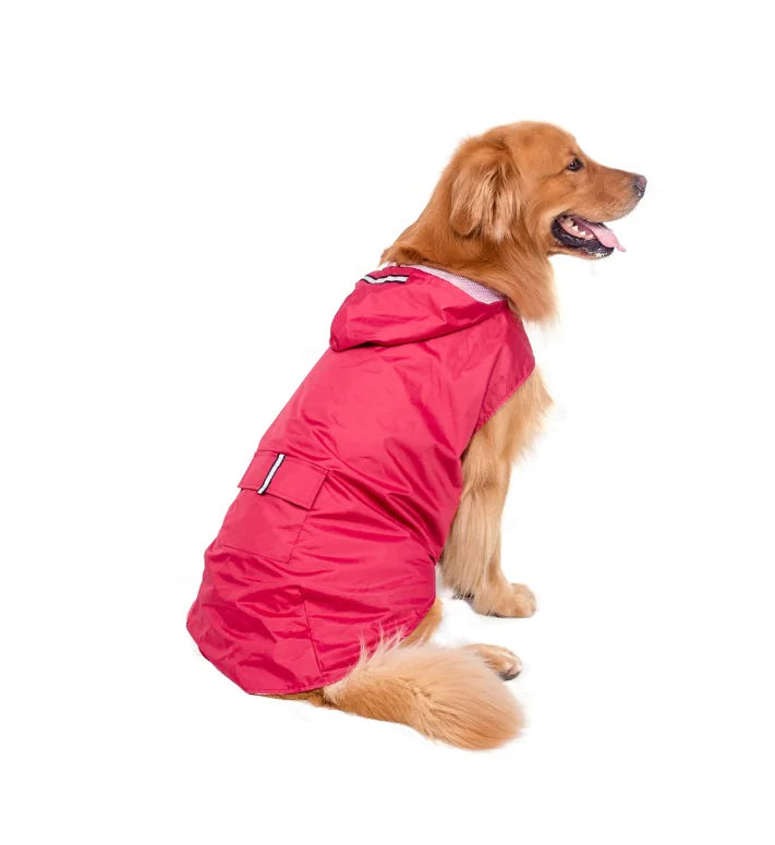 Reflective Waterproof Hooded Raincoat for Big Dogs
