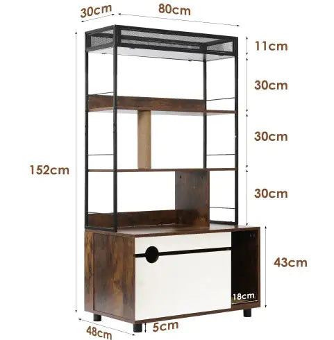 Cat Litter Box Enclosure With Shelves,Hidden Litter Box With Scratching Posts, Litter Box Furniture ,Wooden Cat Tree