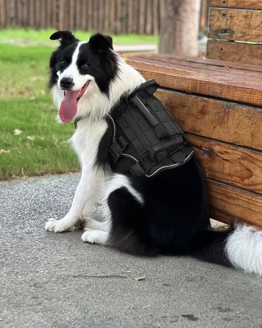 kukurabi Dog Harness for Large Dogs Mesh Breathable Tactical Service Dog Vest with Handle No Pull Reflective Adjustable Military Pet Harness for Training Walking Hiking(Black XL)