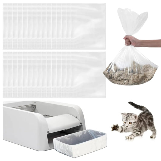 30 Pack Cat Litter BagsNo-Touch Kitty Litter Liners & Pet Waste Bags Compatible with Petsafe Self-Cleaning Cat Litter BoxReplacement Trash Pet Litter Bags