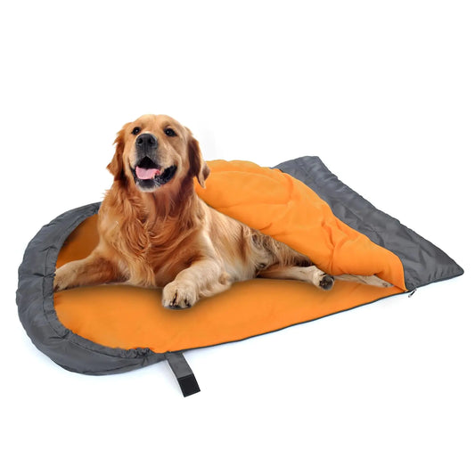 GeerDuo Dog Sleeping Bag Waterproof Warm Cat Sleeping Bag Camping Essentials Pet Bed with Storage Bag for Indoor Outdoor Travel Hiking Backpacking (Grey L)