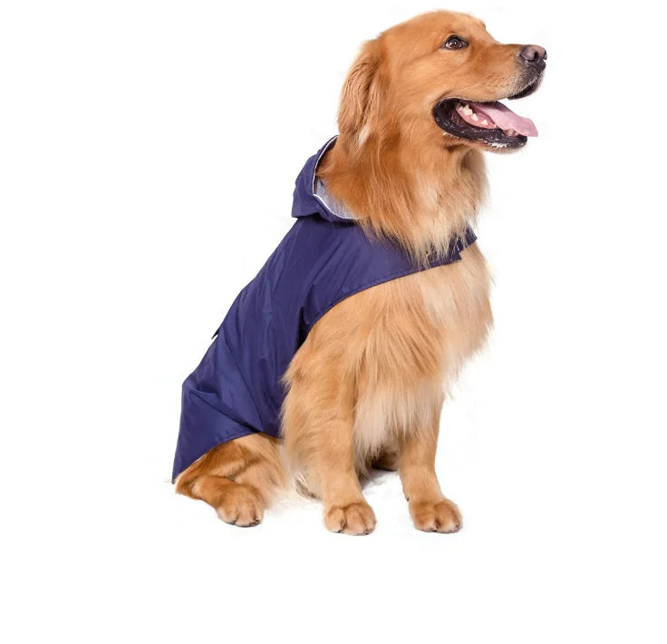 Reflective Waterproof Hooded Raincoat for Big Dogs
