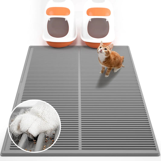 PetNova Extra Large Litter Mat: Super Easy Clean 45”x31” XL Cat Litter Trapping Mat - Raised-edges Waterproof Kitty Litter Catcher Mat Jumbo - Litter Tracking Mat for Indoor Multiple Cats