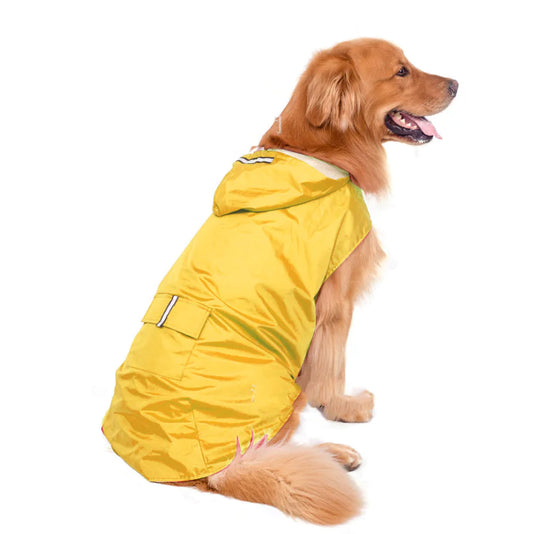 Reflective Waterproof Hooded Raincoat for Big Dogs