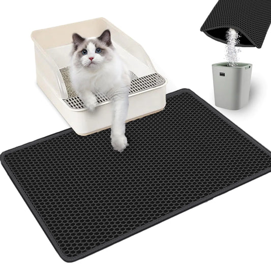 Xuanyaente Cat Litter Mat Double Layer Litter Trapping Mat Kitty Litter Box Mat 23.4x14.7 inch Water Proof Cat Litter Catching Mat