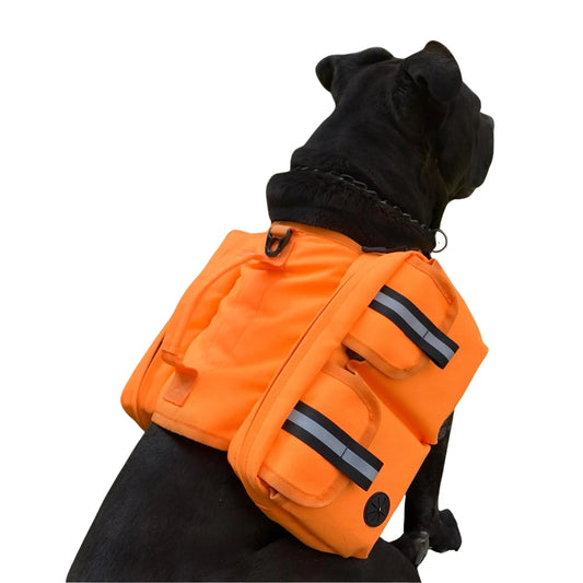 Dog Backpack Saddle Bag Medium Dogs Adjustable Harness Reflective Straps Side Pockets Breathable Fabric Outdoor Hiking Walking Travel Lightweight Durable Design Ideal Pet Gear Adventure Use