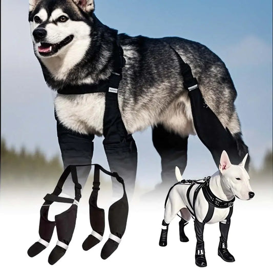 Dog Rain Boots with Adjustable Suspenders Anti-Slip Waterproof Dogs Paw Protectors Pet Shoes for Medium Large Dog Reflective Dog Boot Dog Shoes for Rainy and Snowy Day Walking Hiking (Black L)