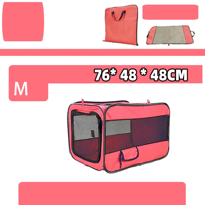 Portable Folding Pet Travel Carrier with Safety Zippers