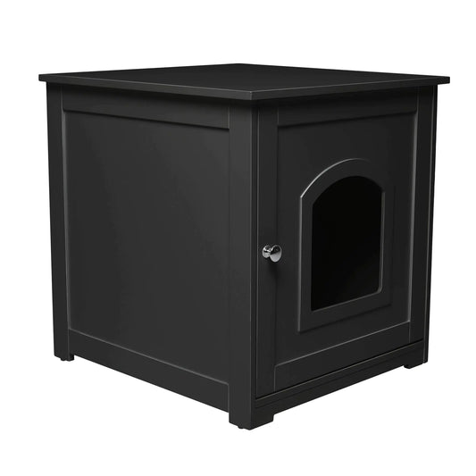 zoovilla Kitty Litter Cabinet – Hidden Litter Box Furniture Black For house-cats