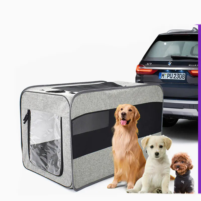 Portable Folding Pet Travel Carrier with Safety Zippers